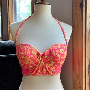 Xhilaration Neon Tropical Mesh Padded Bikini Top